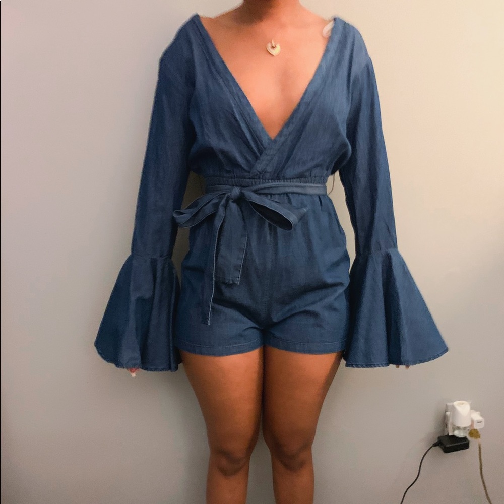 Jean flare Sleeve romper
